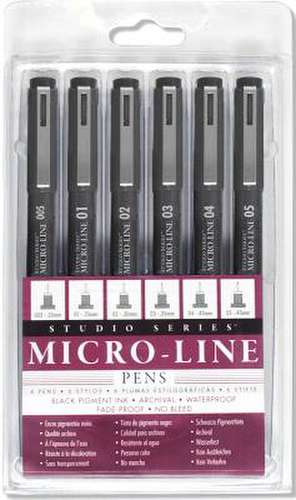 Studio Series Micro-Line Pen Set (Set of 6) de Peter Pauper Press