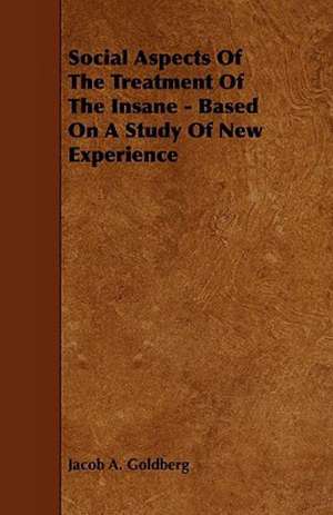 Social Aspects of the Treatment of the Insane - Based on a Study of New Experience de Jacob A. Goldberg