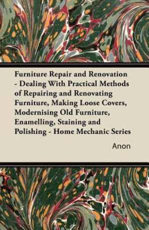 Furniture Repair and Renovation - Dealing with Practical Methods of Repairing and Renovating Furniture, Making Loose Covers, Modernising Old Furniture, Enamelling, Staining and Polishing - Home Mechanic Series de Anon