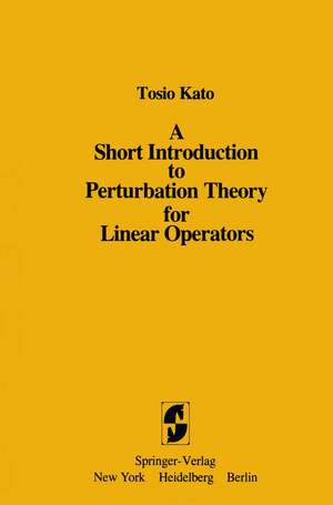 A Short Introduction to Perturbation Theory for Linear Operators de Tosio Kato