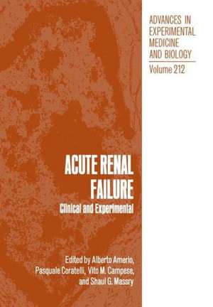 Acute Renal Failure: Clinical and Experimental de Alberto Amerio