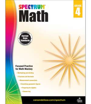 Spectrum Math Workbook, Grade 4 de Spectrum