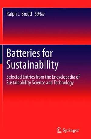 Batteries for Sustainability: Selected Entries from the Encyclopedia of Sustainability Science and Technology de Ralph J. Brodd