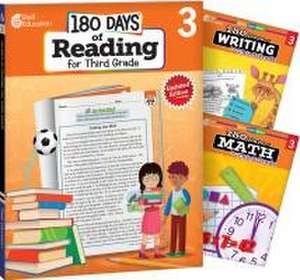 180 Days of Reading, Writing and Math for Third Grade 3-Book Set de Teacher Created Materials