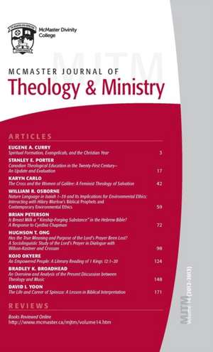 McMaster Journal of Theology and Ministry de Lois Dow