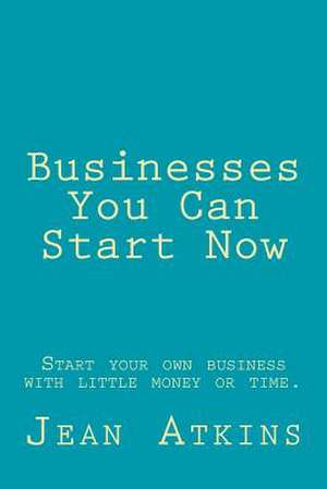 Businesses You Can Start Now de Jean Atkins