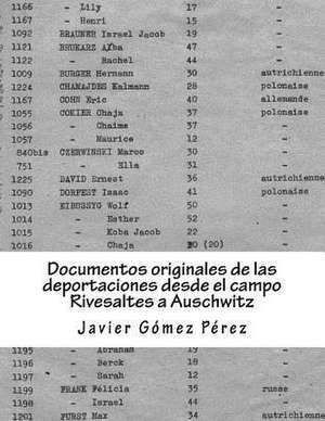 Documentos Originales de Las Deportaciones Desde El Campo Rivesaltes a Auschwitz de Javier Gomez Perez