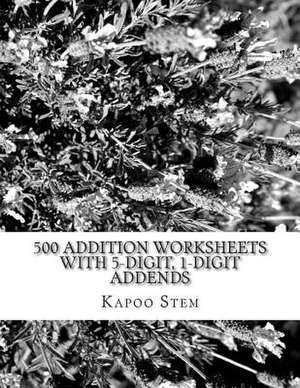 500 Addition Worksheets with 5-Digit, 1-Digit Addends de Kapoo Stem