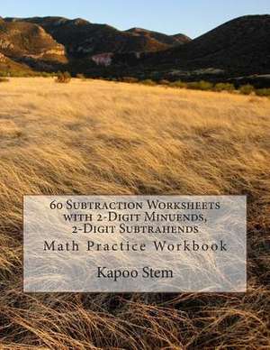 60 Subtraction Worksheets with 2-Digit Minuends, 2-Digit Subtrahends de Kapoo Stem