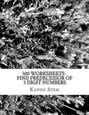 500 Worksheets - Find Predecessor of 3 Digit Numbers de Kapoo Stem