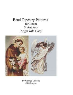 Bead Tapestry Pattern for Loom St. Anthony and Angel with Harp de Georgia Grisolia