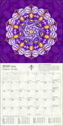 Hebrew Illuminations 16-Month 2025-2026 Wall Calendar: And Candle Lighting Times de Adam Rhine