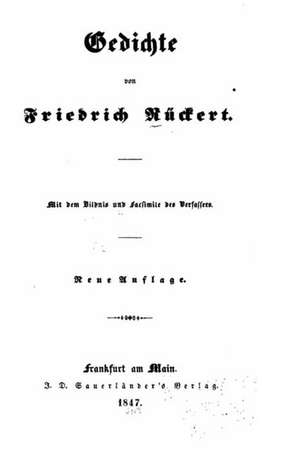 Gedichte Von Friedrich Ruckert de Friedrich Ruckert