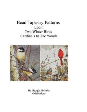 Bead Tapestry Patterns Loom Two Winter Birds Cardinals in the Woods de Georgia Grisolia