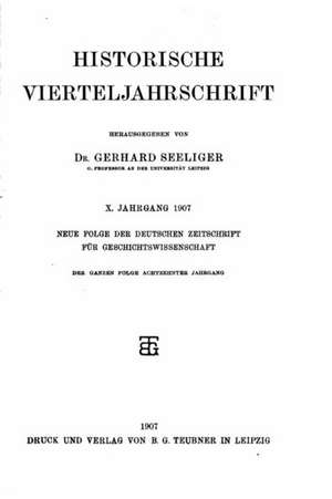 Historische Vierteljahrschrift de Gerhard Seeliger