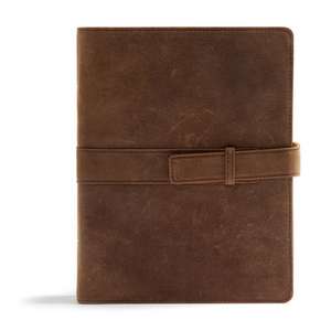 CSB Legacy Notetaking Bible, Tan Genuine Leather with Strap de Csb Bibles By Holman