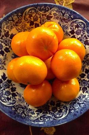 Orange Clementines in a Vintage Blue and White Bowl Journal de Cs Creations