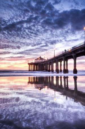 Manhattan Beach Pier at Nightfall Orange County California USA Journal de Cs Creations