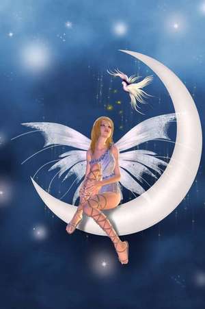 A Lovely Fairy Resting on the Moon Fantasy Illustration Journal de Cs Creations