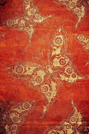 Beautiful Vintage Orange Wallpaper with Gold Butterflies Journal de Cs Creations