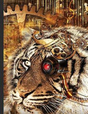 Steampunk Tiger Composition Notebook, 4x4 Quad Rule Graph Paper de Vintage Pen Press