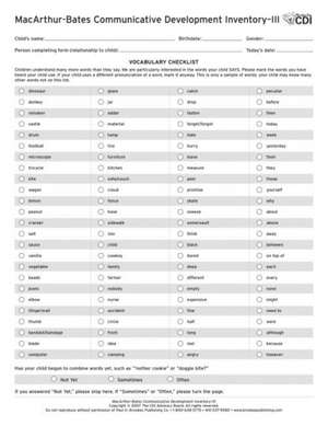 MacArthur Communicative Development Inventory III (CDIs III) de Larry Fenson