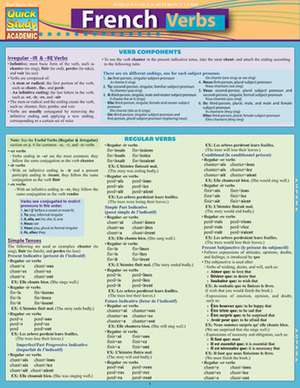 French Verbs Laminate Reference Chart de Liliane Arnet