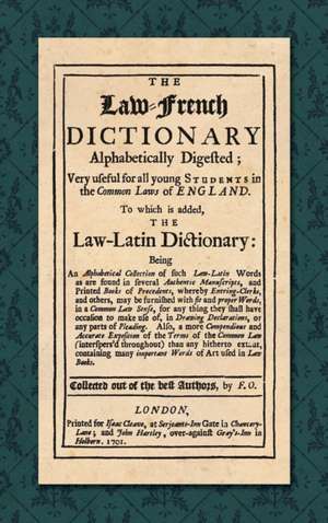 The Law-French Dictionary de F. O.