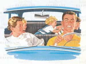 Family in Car C. 1950's - Father's Day Greeting Card de Blue Lantern Publishing