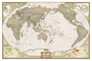 World Executive, Pacific Centered, Tubed: Wall Maps World de National Geographic Maps