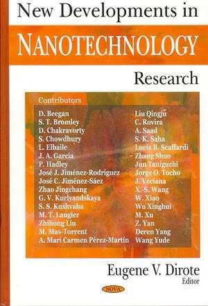 New Developments in Nanotechnology Research de Eugene V. Dirote