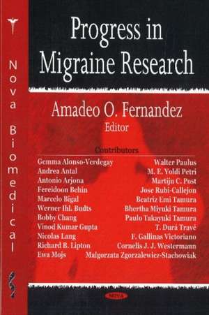 Progress in Migraine Research de Amaedo O. Fernandez