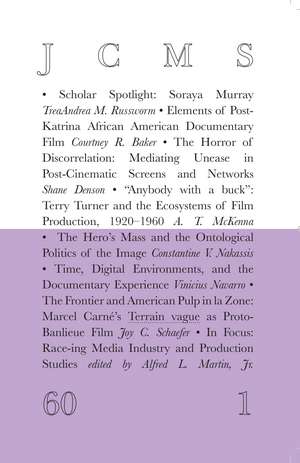 Journal of Cinema and Media Studies, vol. 60, no. 1 de Society for Cinema and Media Studies