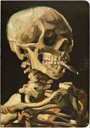 Head of a Skeleton with a Burning Cigarette- Skull, Amazing A5 Notebook with Dot Grid Pages and Lay Flat Technology