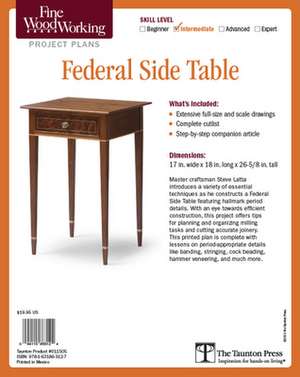 Fine Woodworking's Federal Side Table Plan de Steve Latta