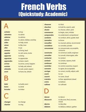 French Verbs: Quick Study Academic de Quick Charts