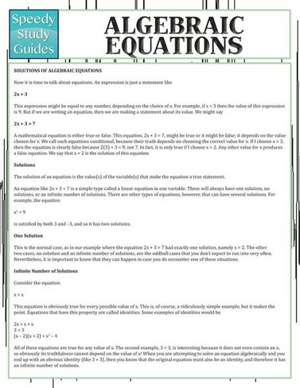 Algebraic Equations de Speedy Publishing LLC