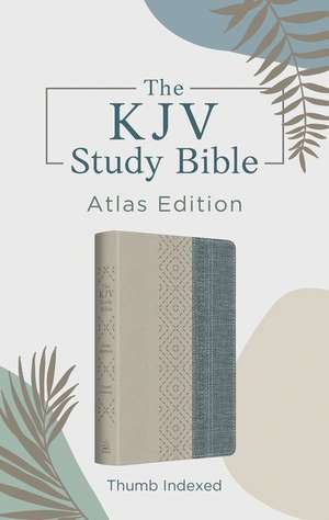 The KJV Study Bible: Atlas Edition, Thumb Indexed [Taupe & Denim Crosshatch] de Christopher D Hudson