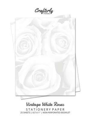 Vintage White Roses Stationery Paper de Crafterly Paperie