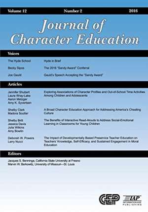 Journal of Character Education Vol 12 Issue 2 2016 de Jacques S. Benninga