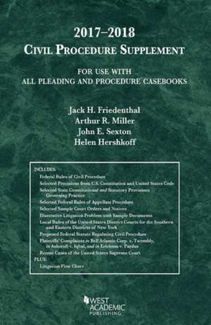 Civil Procedure Supplement, for Use with All Pleading and Procedure Casebooks de Jack Friedenthal