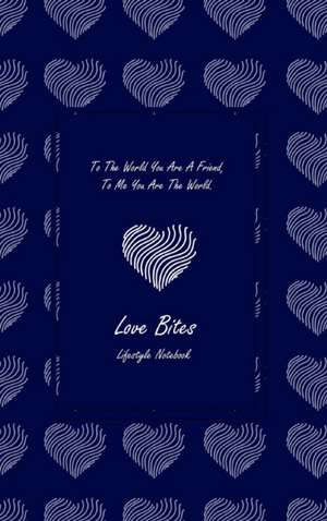 Love Bites Lifestyle Write-in Notebook, Dotted Lines, 288 Pages, Wide Ruled, Size 6" x 9" (A5) Hardcover (Blue) de Design