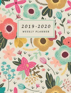 2019-2020 Weekly Planner: Large Two Year Planner with Floral Cover and Coloring Pages (Volume 5) de Agate Notebooks