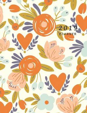 2019 Planner: Large Weekly and Monthly Planner with Coloring Pages (Floral Cover Volume 3) de Lisa Barron