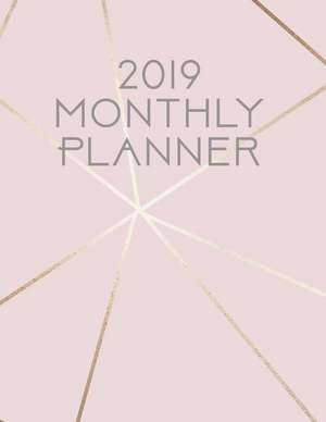 2019 Monthly Planner: Rose and Gold Lines 12 Month January 2019 to December 2019 Slimline Calendar de The Whodunit Creative Design