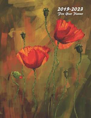 2019-2023 Five Year Planner: Five Year Monthly Planner 8.5 X 11 with Flower Coloring Pages (Poppy) de Miracle Planners