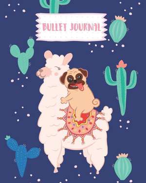 Bullet Journal: Pug & Llama 150 Dotted Page 8x10 Notebook de Bujo Heaven