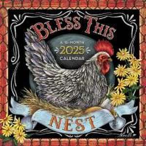 Bless This Nest 2025 12 X 24 Inch Monthly Square Wall Calendar Featuring the Artwork of Ninette Parisi Plastic-Free de Hopper Studios