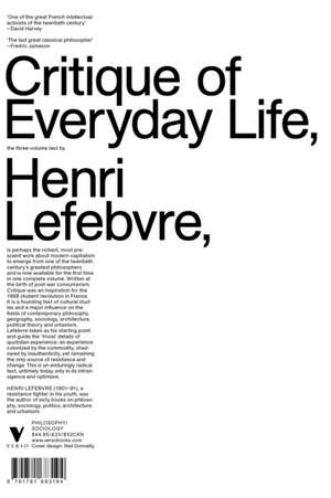 Critique of Everyday Life de Henri Lefebvre