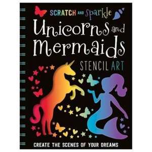 Scratch and Sparkle Unicorns and Mermaids Stencil Art